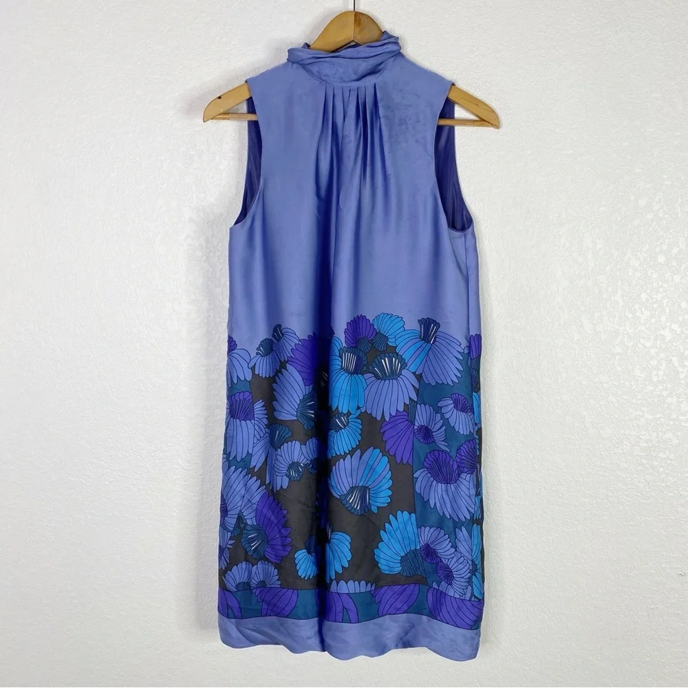 Zara Basics Blue Satin Floral Mini Dress